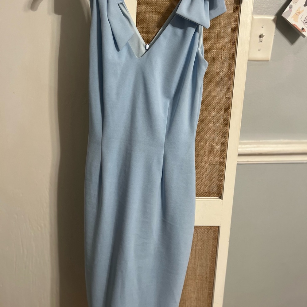 Chic Light Blue Midi Dress